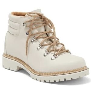 NIB La Montelliana 1965 Margherita Boots Leather Hiker Bootie Off White Cream